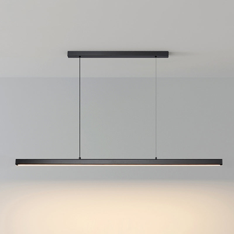 1 Light Linear Island Lighting Modernism Metal Pendant Light Fixture for Dining Room