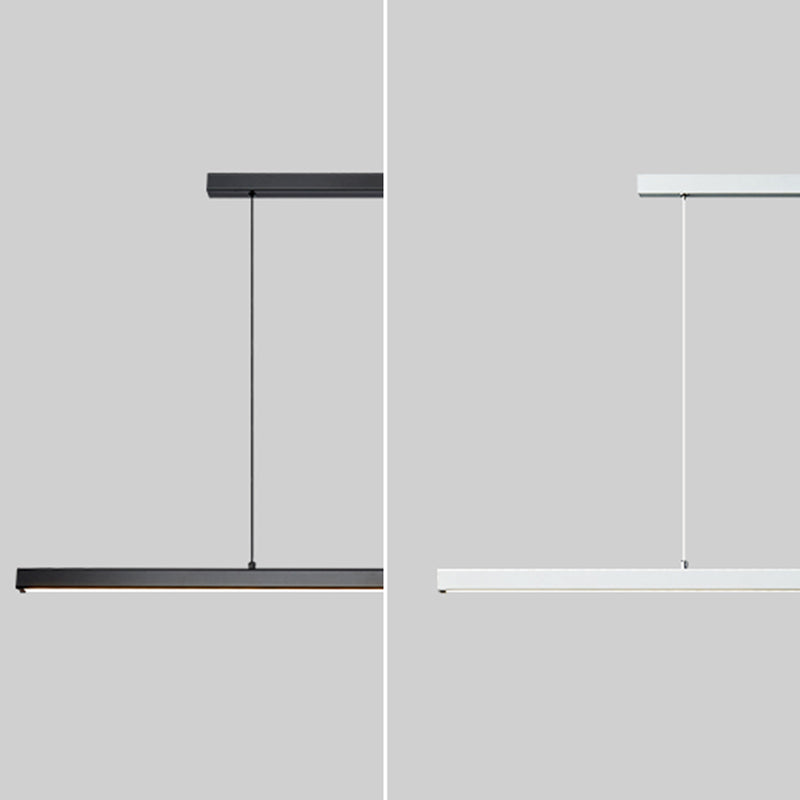 1 Light Linear Island Lighting Modernism Metal Pendant Light Fixture for Dining Room