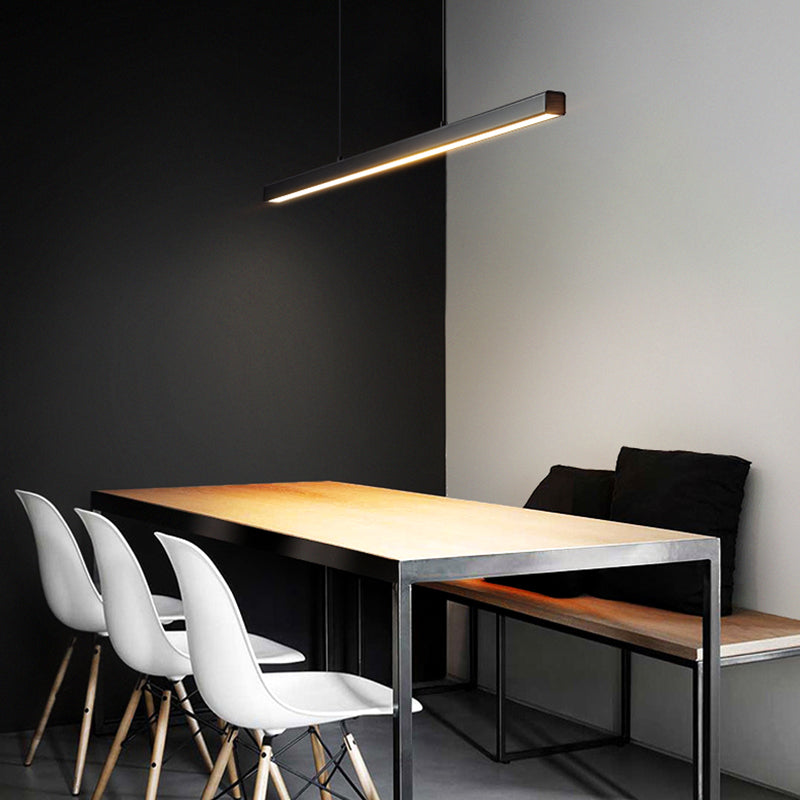 1 Light Linear Island Lighting Modernism Metal Pendant Light Fixture for Dining Room
