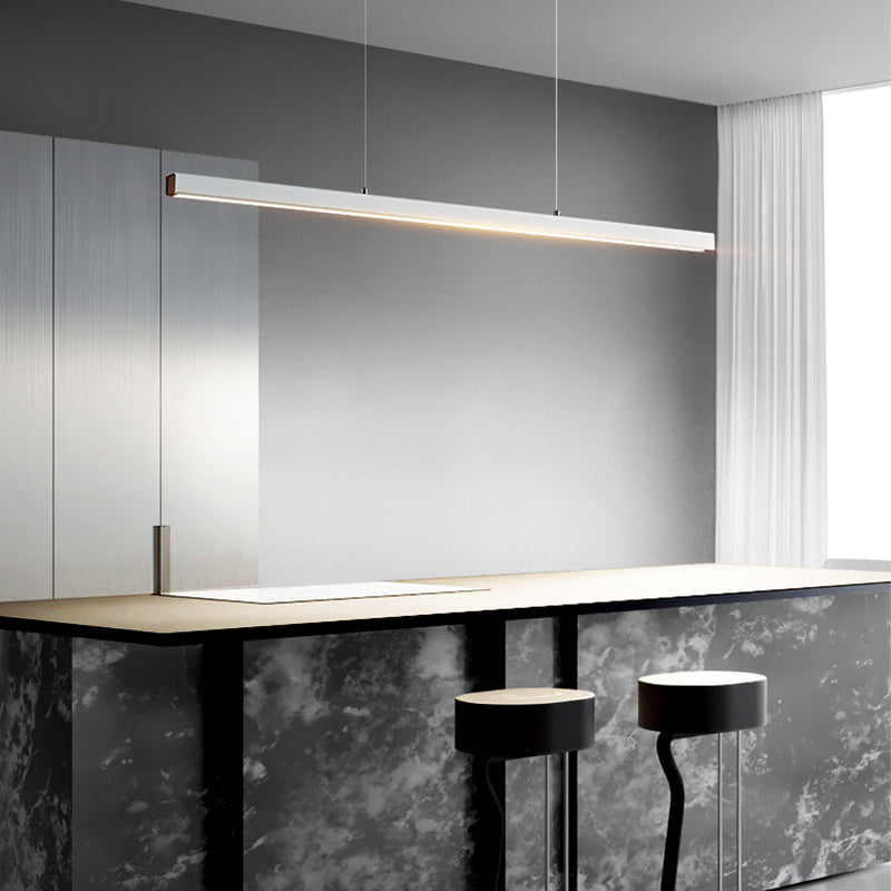 1 Light Linear Island Lighting Modernism Metal Pendant Light Fixture for Dining Room