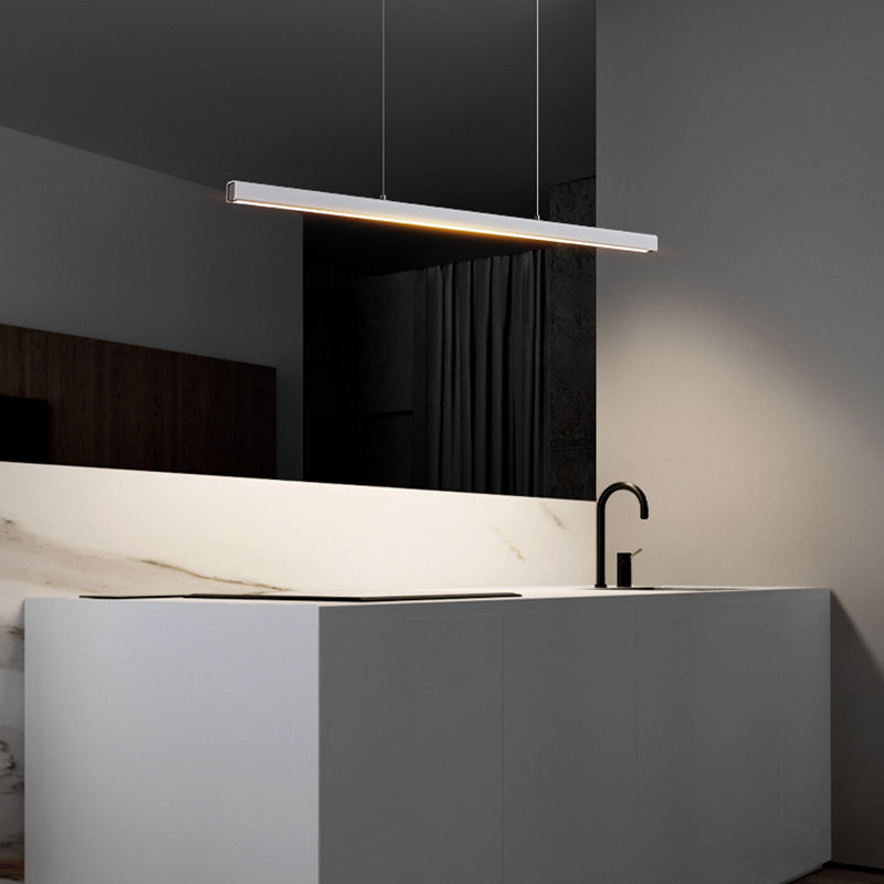 1 Light Linear Island Lighting Modernism Metal Pendant Light Fixture for Dining Room