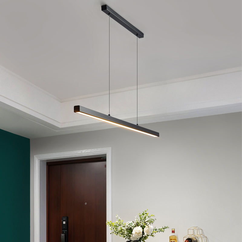 1 Light Linear Island Lighting Modernism Metal Pendant Light Fixture for Dining Room
