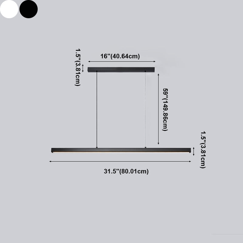 1 Light Linear Island Lighting Modernism Metal Pendant Light Fixture for Dining Room