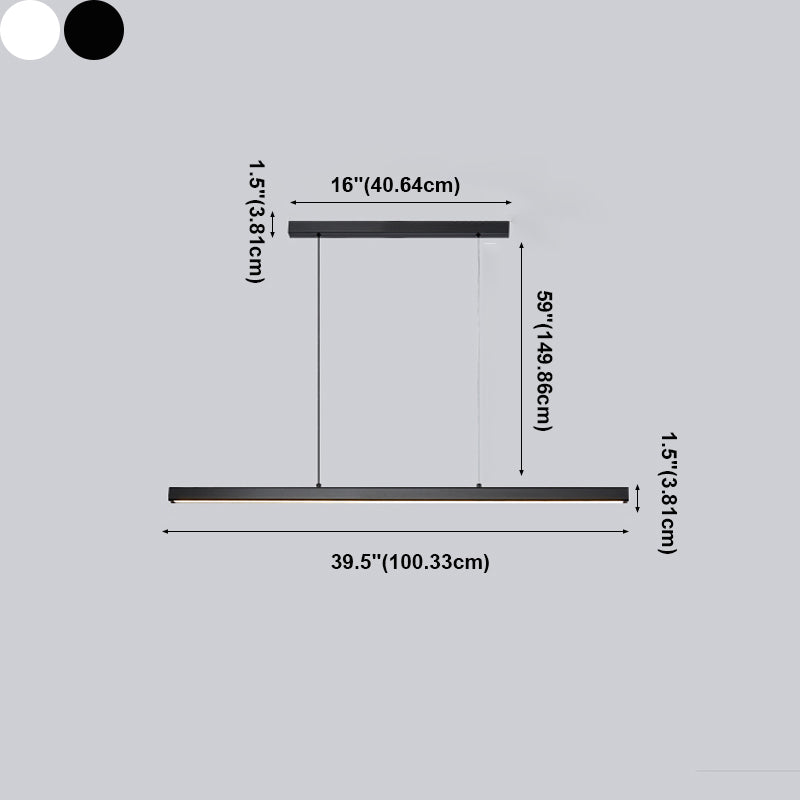 1 Light Linear Island Lighting Modernism Metal Pendant Light Fixture for Dining Room