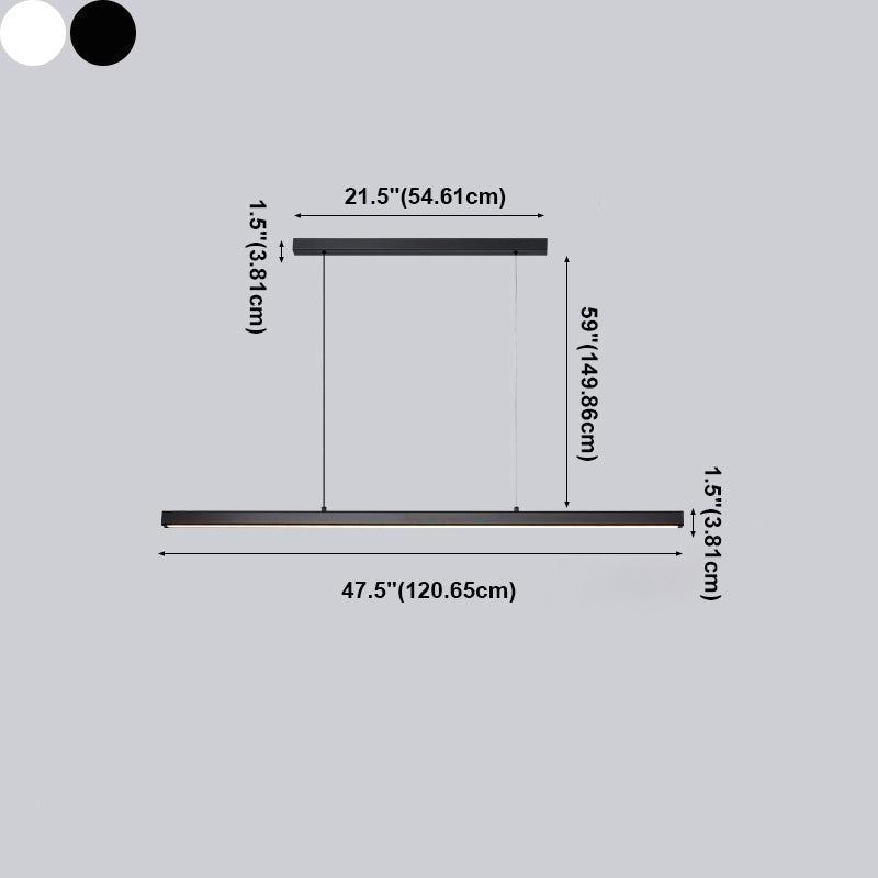 1 Light Linear Island Lighting Modernism Metal Pendant Light Fixture for Dining Room