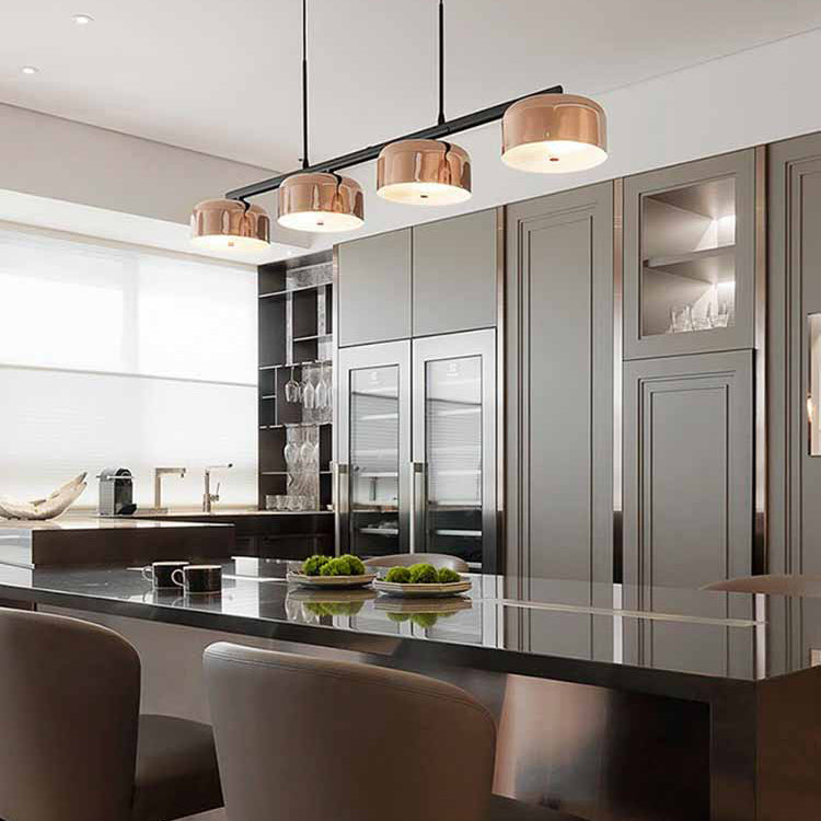 Luces colgantes de cocina contemporáneos luces de techo colgantes de domo Metal 4 luz