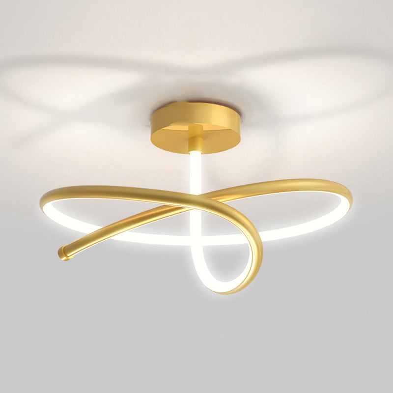 Line Shape LED Ceiling Lamp Modern Aluminium 1 Light Flush Mount for Living Room