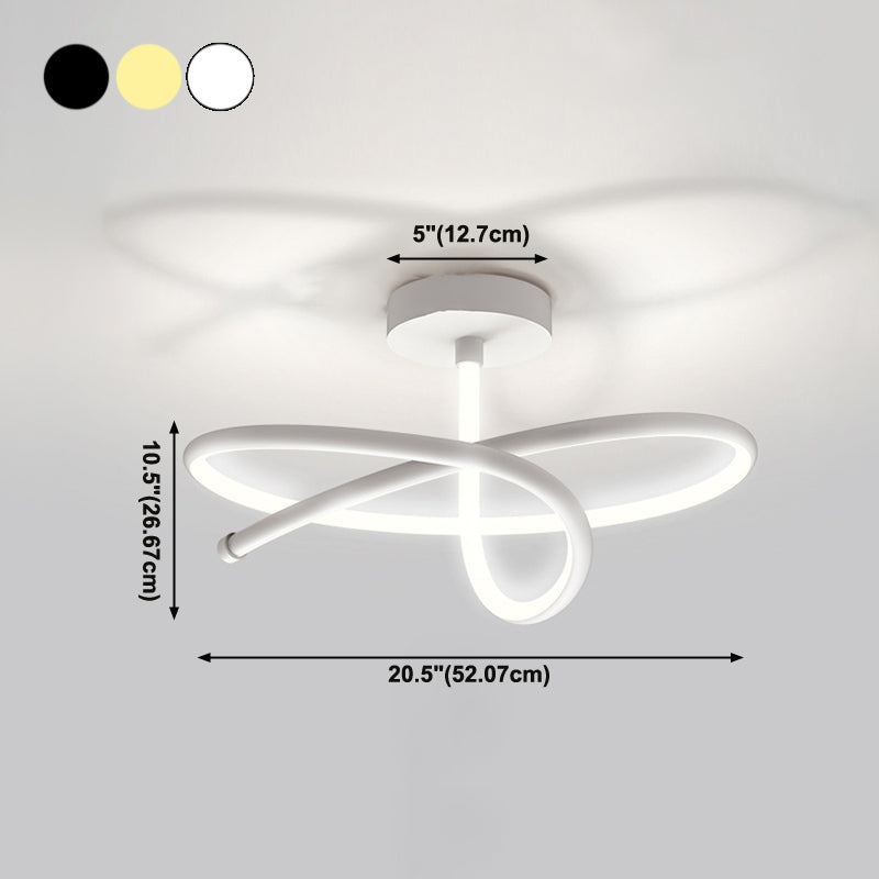 Line Shape LED Ceiling Lamp Modern Aluminium 1 Light Flush Mount for Living Room