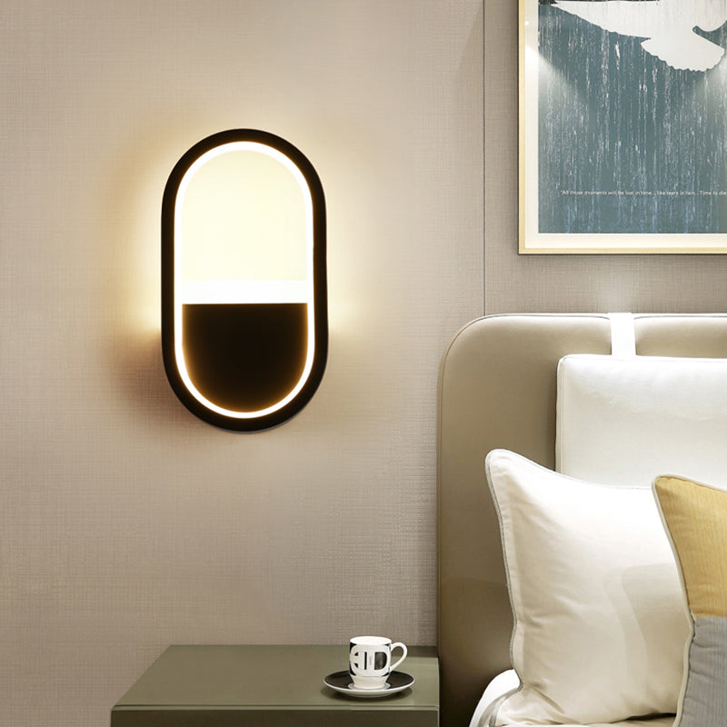 Metal Oval Shape Wall Lighting Modern 1-Light Wall Mounted Light Fixture