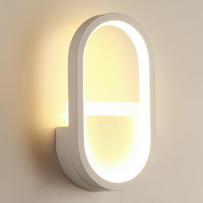 Metal Oval Shape Wall Lighting Modern 1-Light Wall Mounted Light Fixture