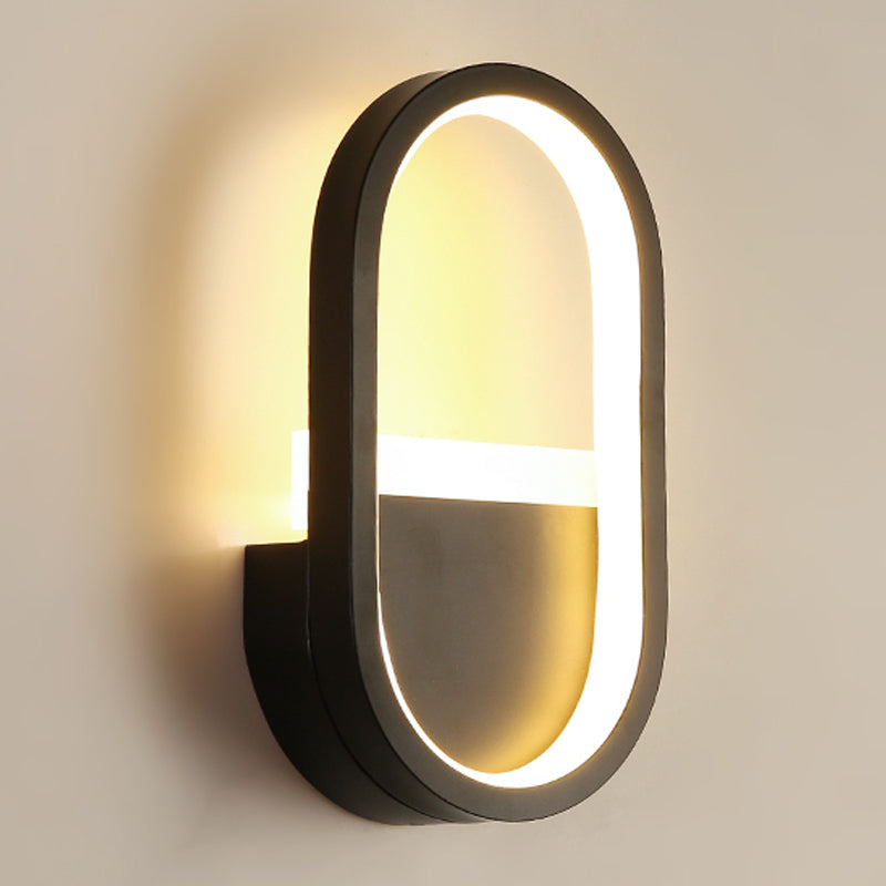 Metal Oval Shape Wall Lighting Modern 1-Light Wall Mounted Light Fixture