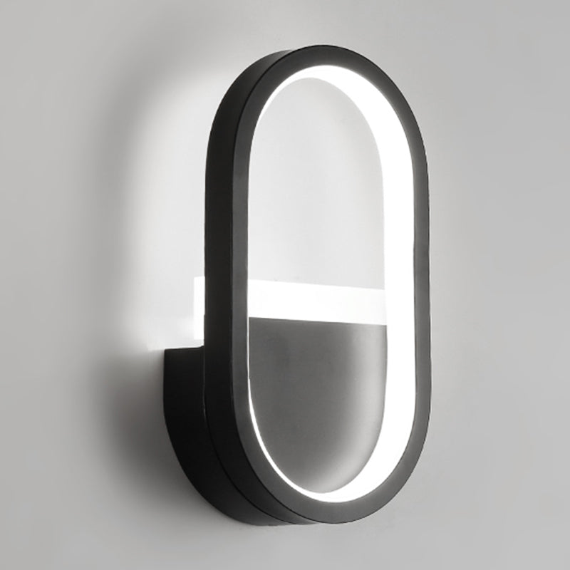Metal Oval Shape Wall Lighting Modern 1-Light Wall Mounted Light Fixture