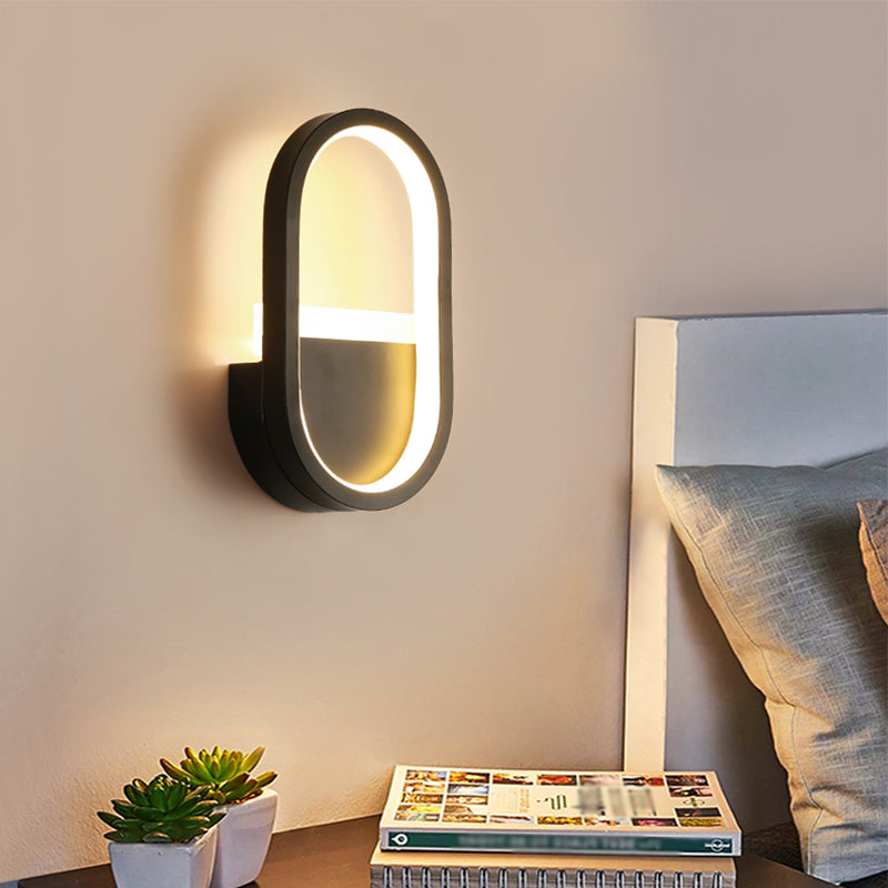 Metal Oval Shape Wall Lighting Modern 1-Light Wall Mounted Light Fixture