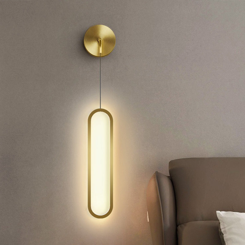 Metal Oval Shape Wall Lighting Modern 1-Light Wall Mounted Light Fixture