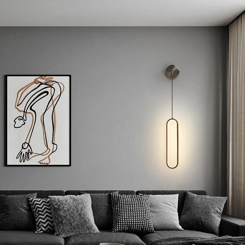Metal Oval Shape Wall Lighting Modern 1-Light Wall Mounted Light Fixture