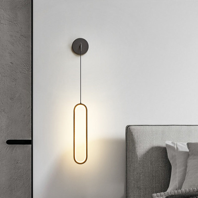 Metal Oval Shape Wall Lighting Modern 1-Light Wall Mounted Light Fixture