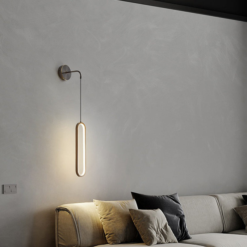 Metal Oval Shape Wall Lighting Modern 1-Light Wall Mounted Light Fixture