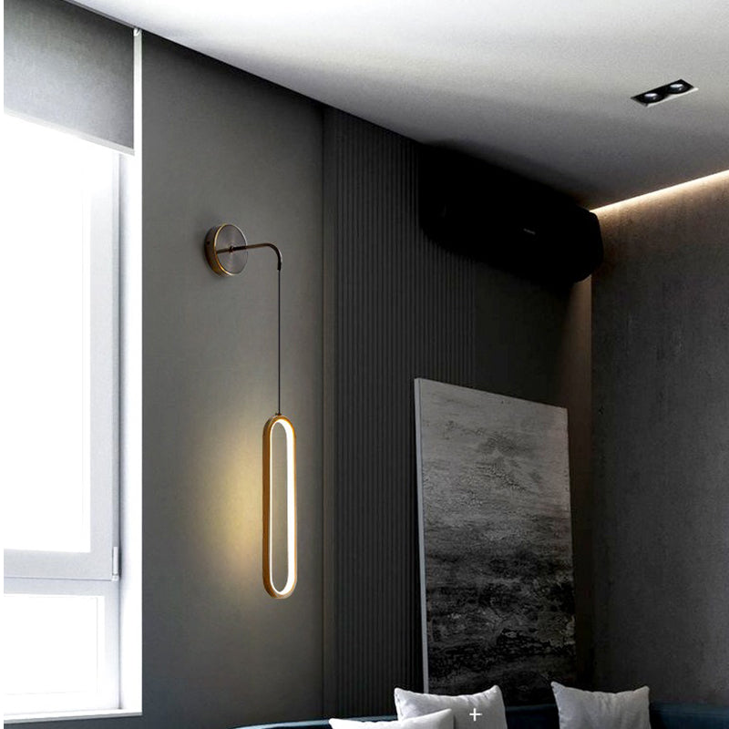 Metal Oval Shape Wall Lighting Modern 1-Light Wall Mounted Light Fixture