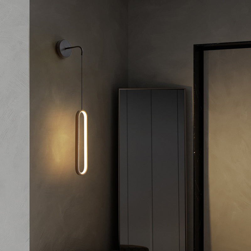Metal Oval Shape Wall Lighting Modern 1-Light Wall Mounted Light Fixture