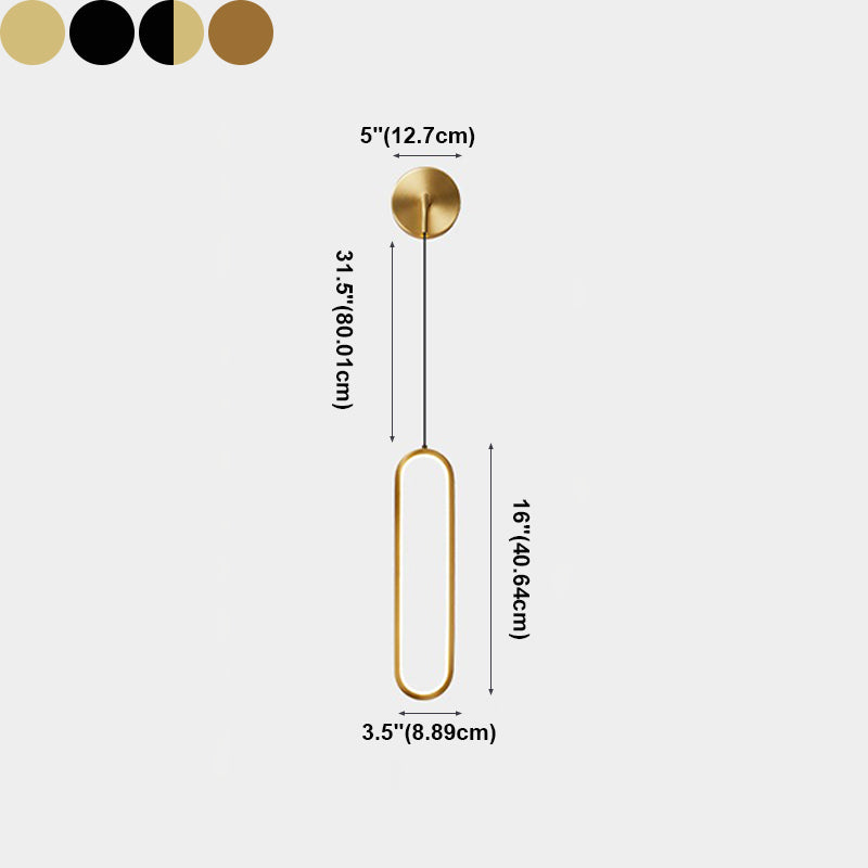 Metal Oval Shape Wall Lighting Modern 1-Light Wall Mounted Light Fixture