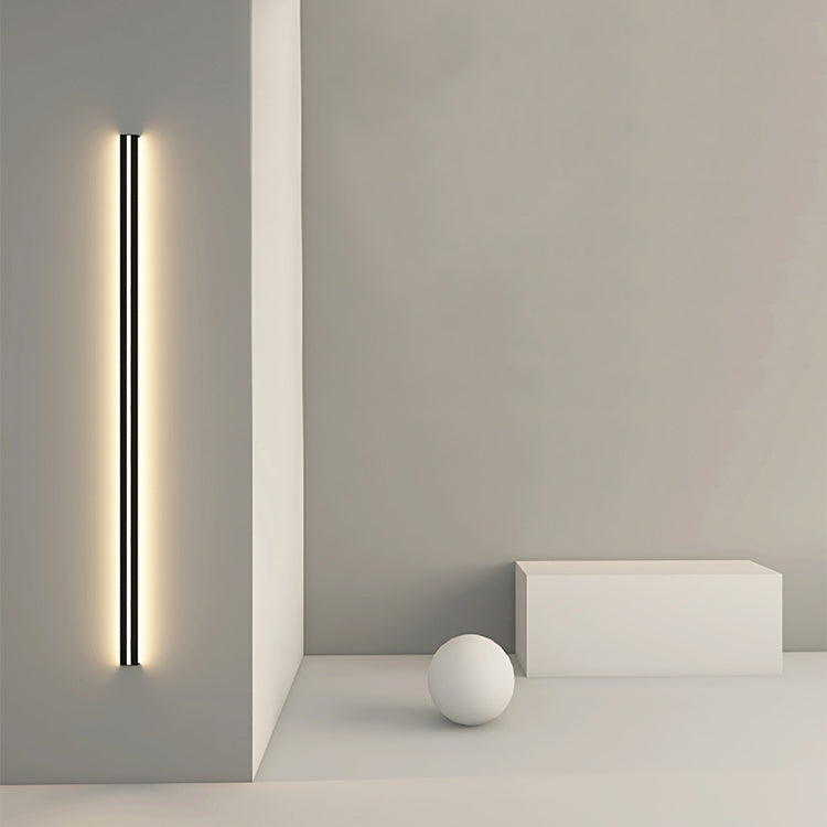 1 Light Linear Shape Wall Lighting Modern Style Metal Wall Light Sconce in Black