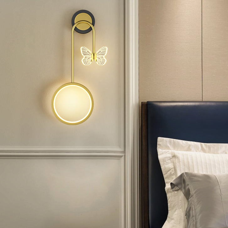 Runde Form 2 Lichter Metallwandbeleuchtung moderner Wandmontagebeleuchtung in Gold