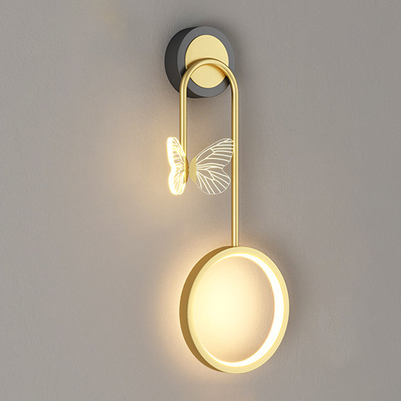 Runde Form 2 Lichter Metallwandbeleuchtung moderner Wandmontagebeleuchtung in Gold