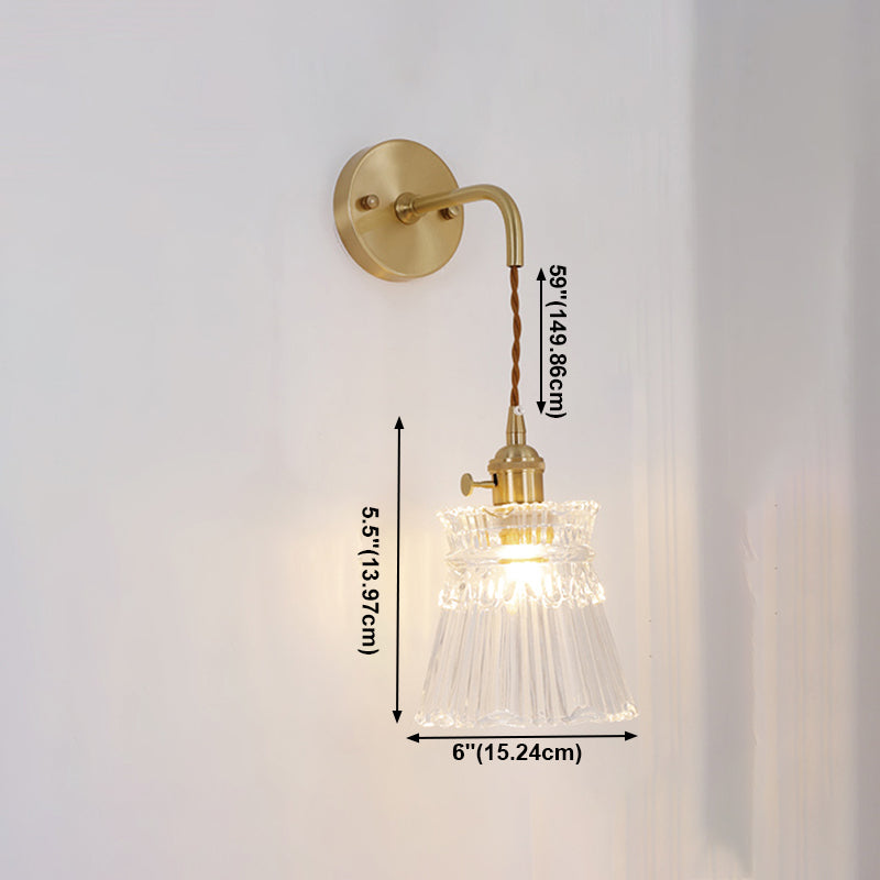 Luci di applique a parete svasata in vetro Stile industriale 1 lampade a parete leggera