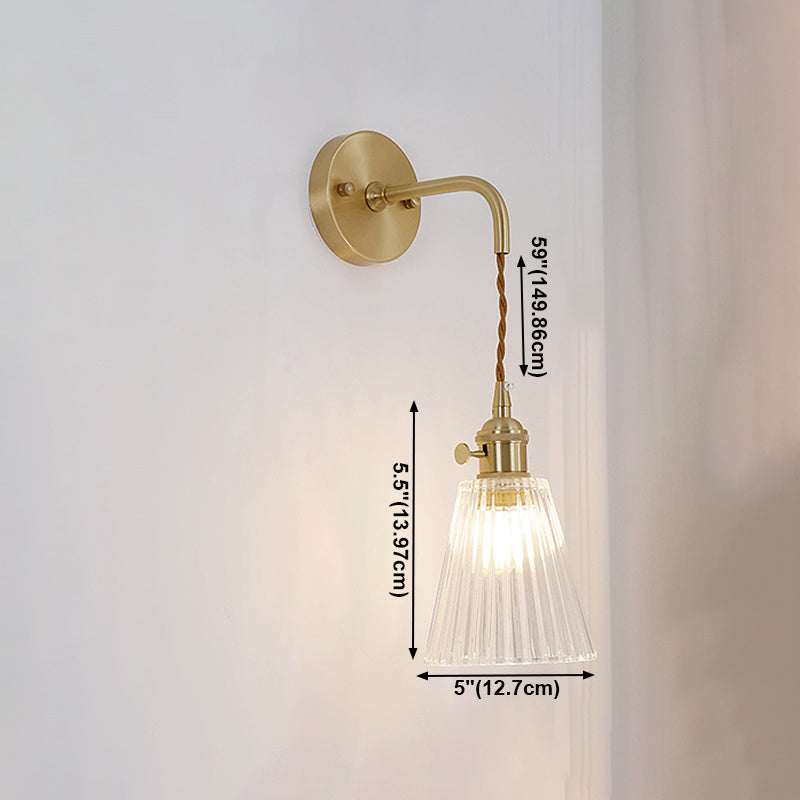 Luci di applique a parete svasata in vetro Stile industriale 1 lampade a parete leggera