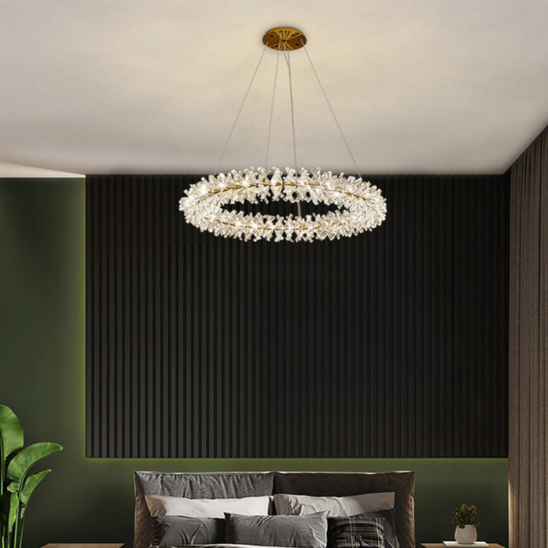 1 Circolo leggero Luci a sospensione Luci a sospensione Crystal Crystal Apparecchiatura in oro