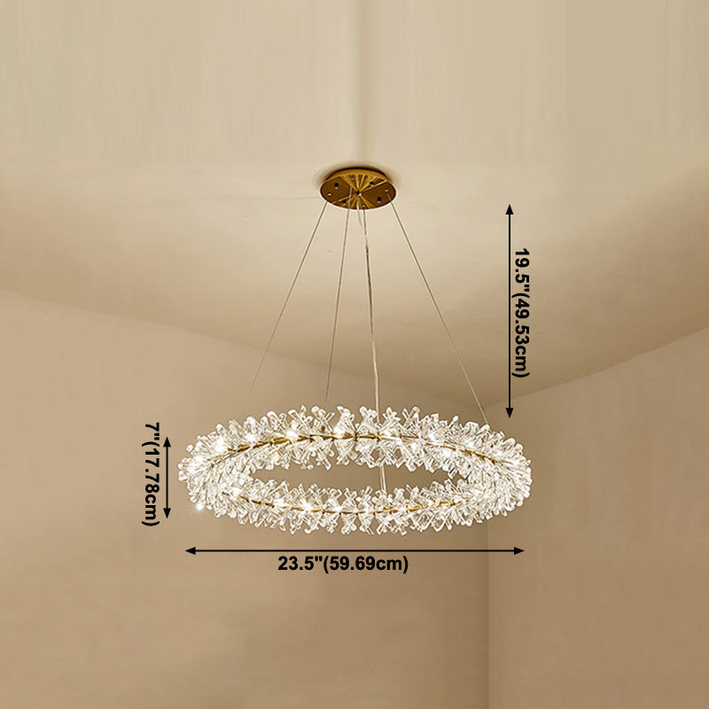 1 pendentif à cercle léger luminaire de pendentif en cristal moderne en or