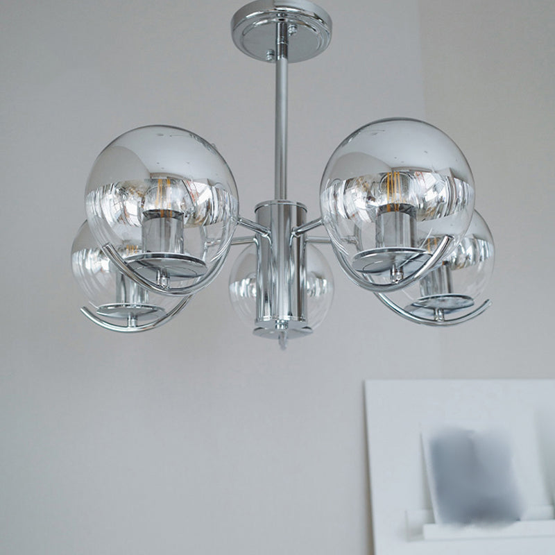 Globe Pendant Lights Modernism Glass Pendant Lighting Fixtures in Silver