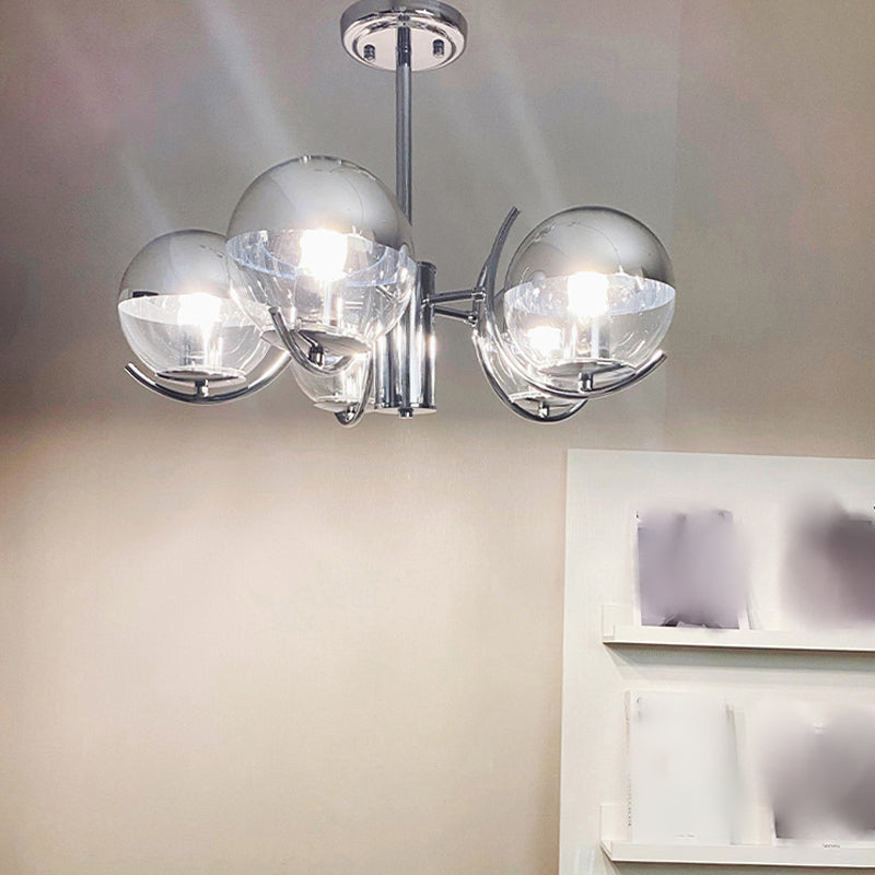 Globe Pendant Lights Modernism Glass Pendant Lighting Fixtures in Silver