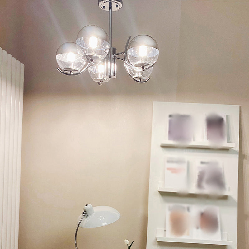 Globe Pendant Lights Modernism Glass Pendant Lighting Fixtures in Silver