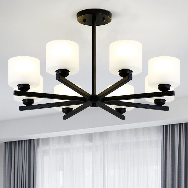 Cylinder Pendant Lights Modernism Glass Pendant Lighting Fixtures in Black