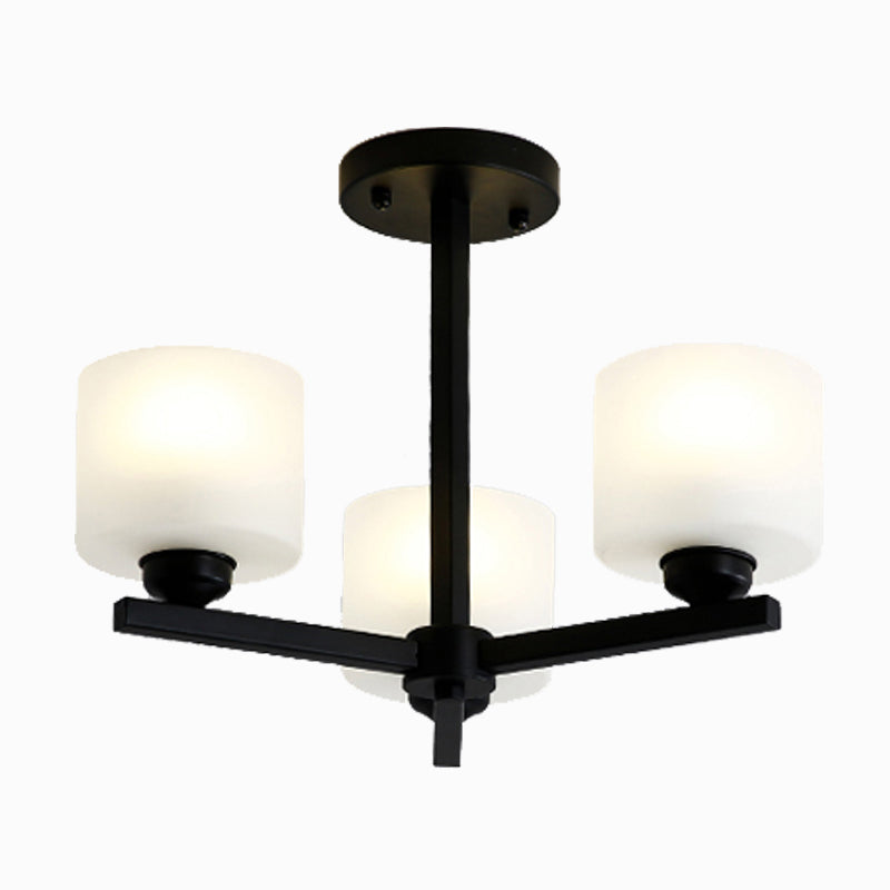 Cylinder Pendant Lights Modernism Glass Pendant Lighting Fixtures in Black
