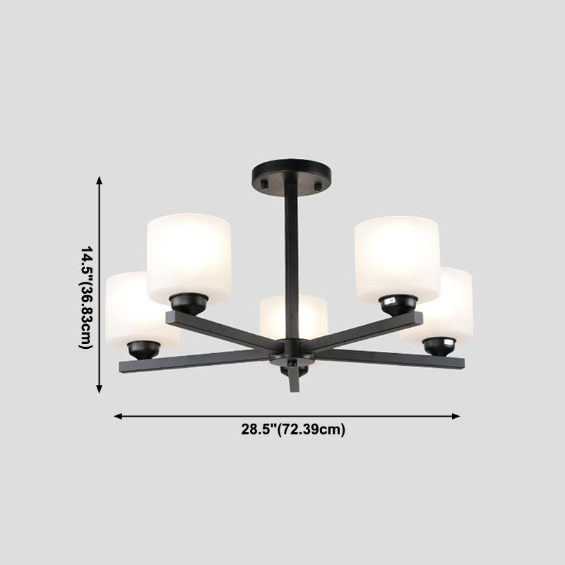 Cylinder Pendant Lights Modernism Glass Pendant Lighting Fixtures in Black