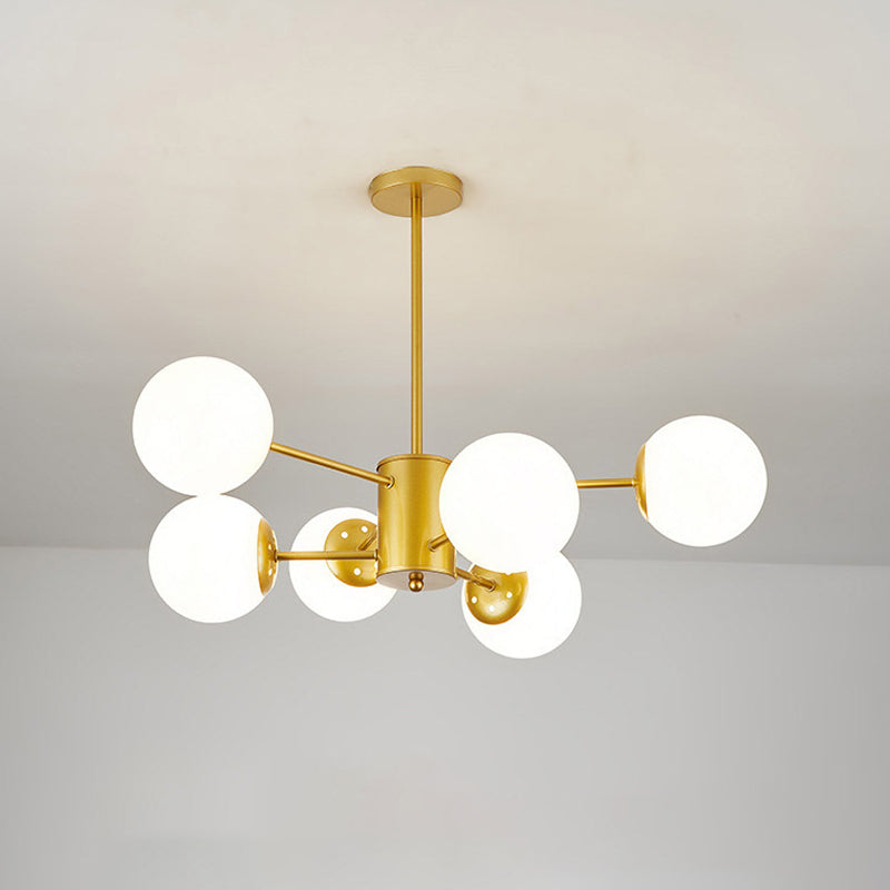 White Glass Modern Pendant Light Sputnik Global Ceiling Light for Living Room