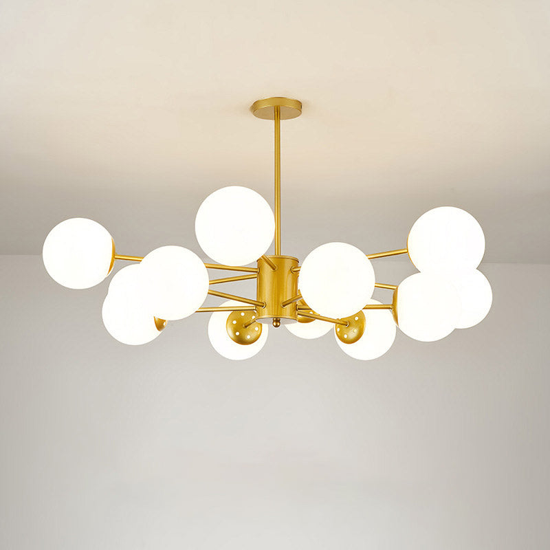 White Glass Modern Pendant Light Sputnik Global Ceiling Light for Living Room