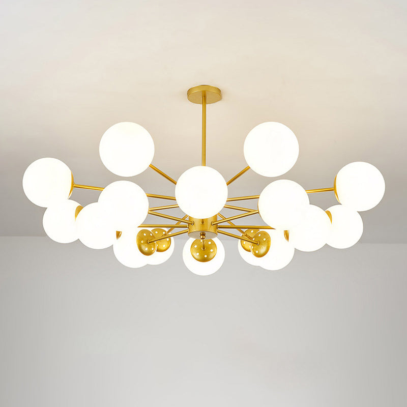 White Glass Modern Pendant Light Sputnik Global Ceiling Light for Living Room