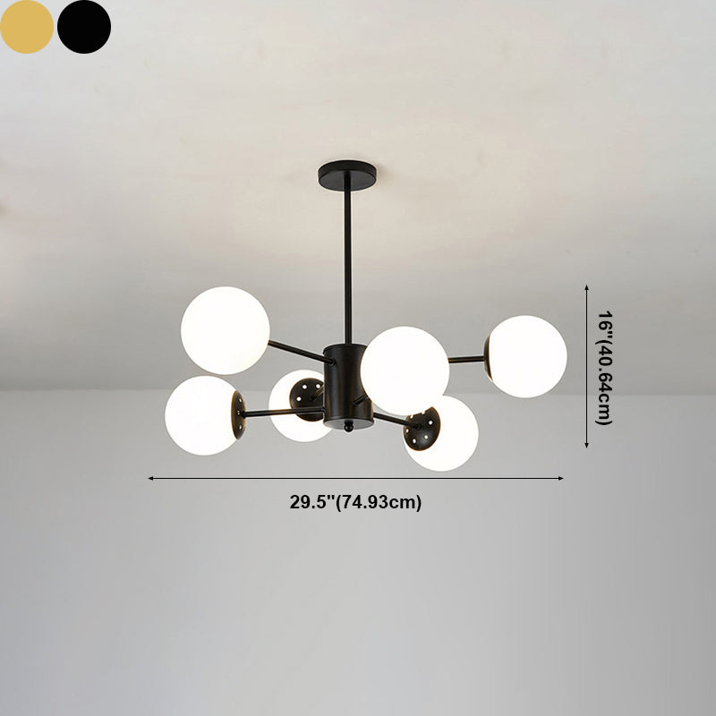 White Glass Modern Pendant Light Sputnik Global Ceiling Light for Living Room