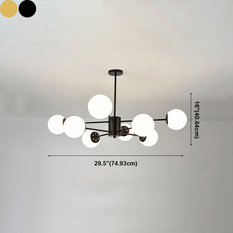 White Glass Modern Pendant Light Sputnik Global Ceiling Light for Living Room