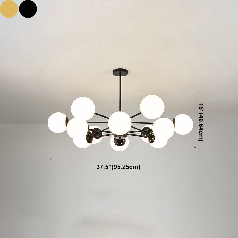 White Glass Modern Pendant Light Sputnik Global Ceiling Light for Living Room