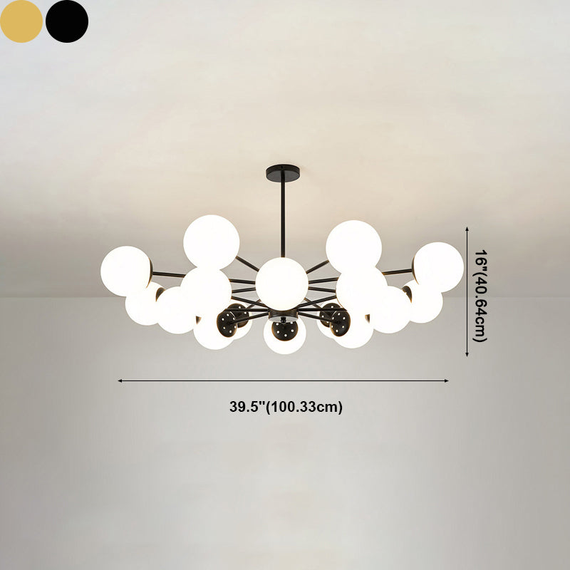 White Glass Modern Pendant Light Sputnik Global Ceiling Light for Living Room