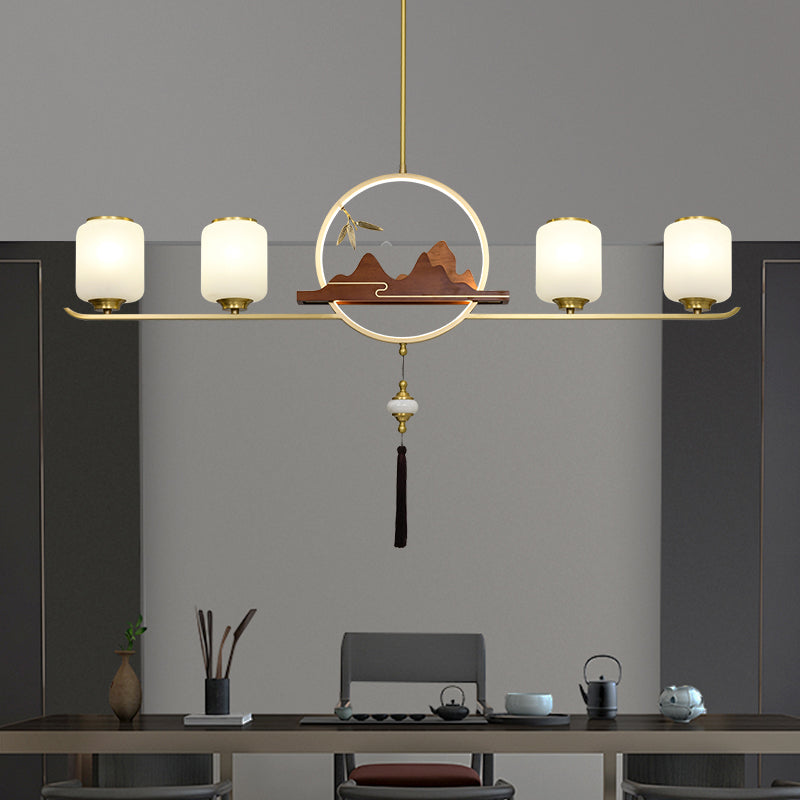 Éclairage d'éclairage de l'île Cylinder 5 Éclairage d'îlot de cuisine léger avec une teinte en verre