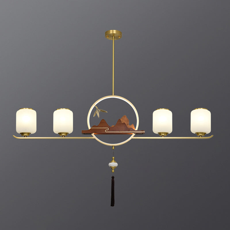 Éclairage d'éclairage de l'île Cylinder 5 Éclairage d'îlot de cuisine léger avec une teinte en verre