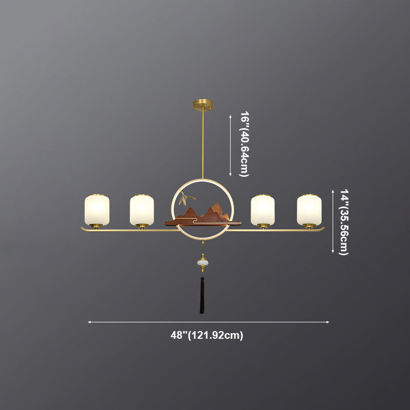 Éclairage d'éclairage de l'île Cylinder 5 Éclairage d'îlot de cuisine léger avec une teinte en verre