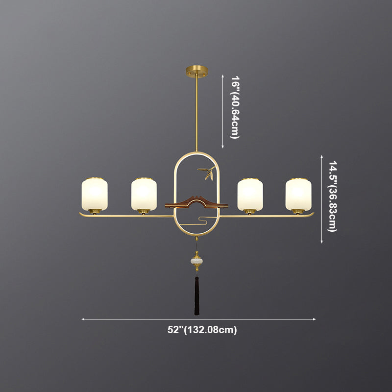 Éclairage d'éclairage de l'île Cylinder 5 Éclairage d'îlot de cuisine léger avec une teinte en verre