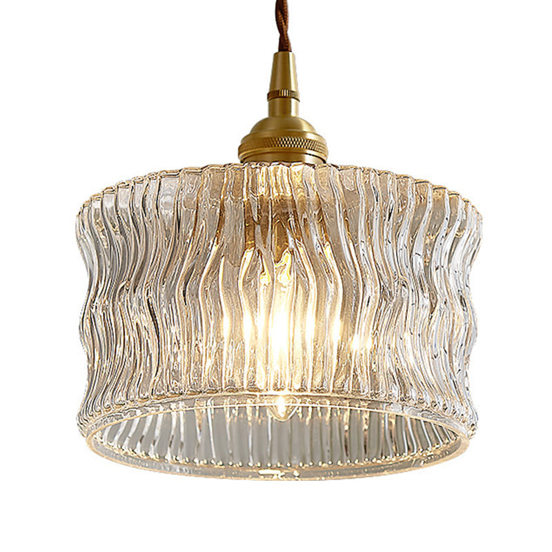 1-Light Cylinder Suspended Lighting Fixture Vintage Pendant Light Kit for Bedroom