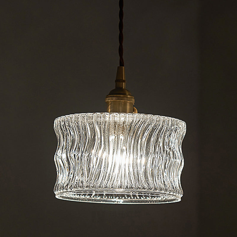 1-Light Cylinder Suspended Lighting Fixture Vintage Pendant Light Kit for Bedroom